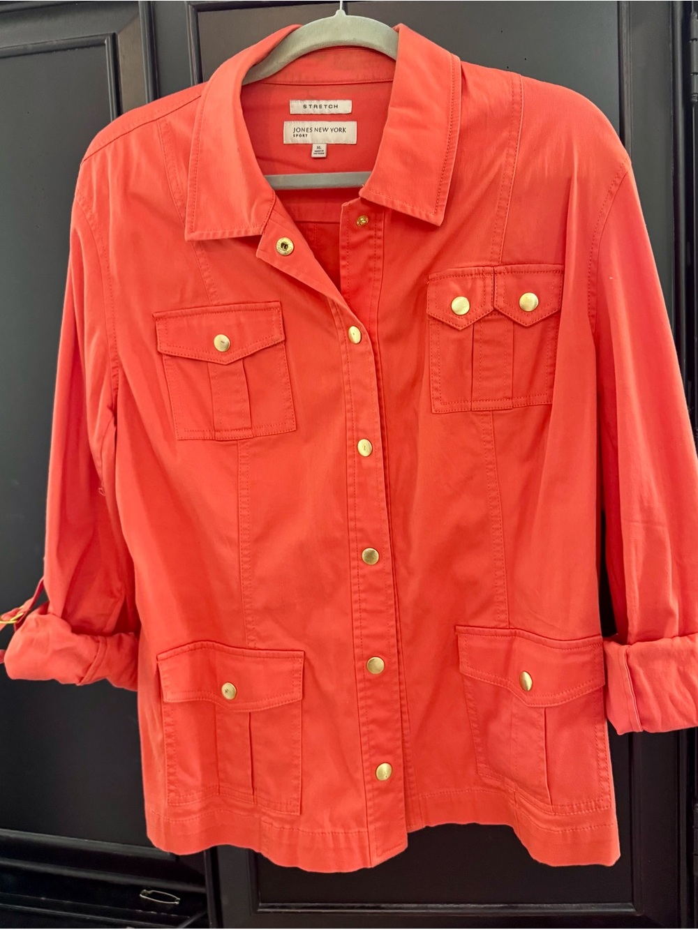 Jones New York Coral Utility Jacket with Gold-Tone Snaps